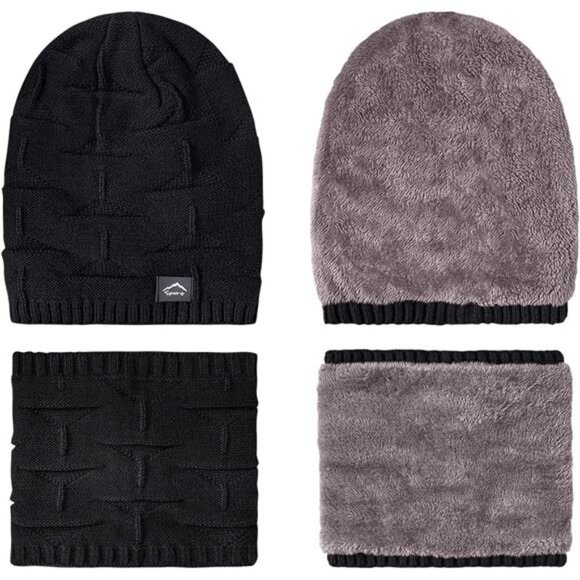 Winter Beanie Hat Scarf Touchscreen Glove Set for Men Women,Slouchy Knit Ski Cap - Picture 6 of 8